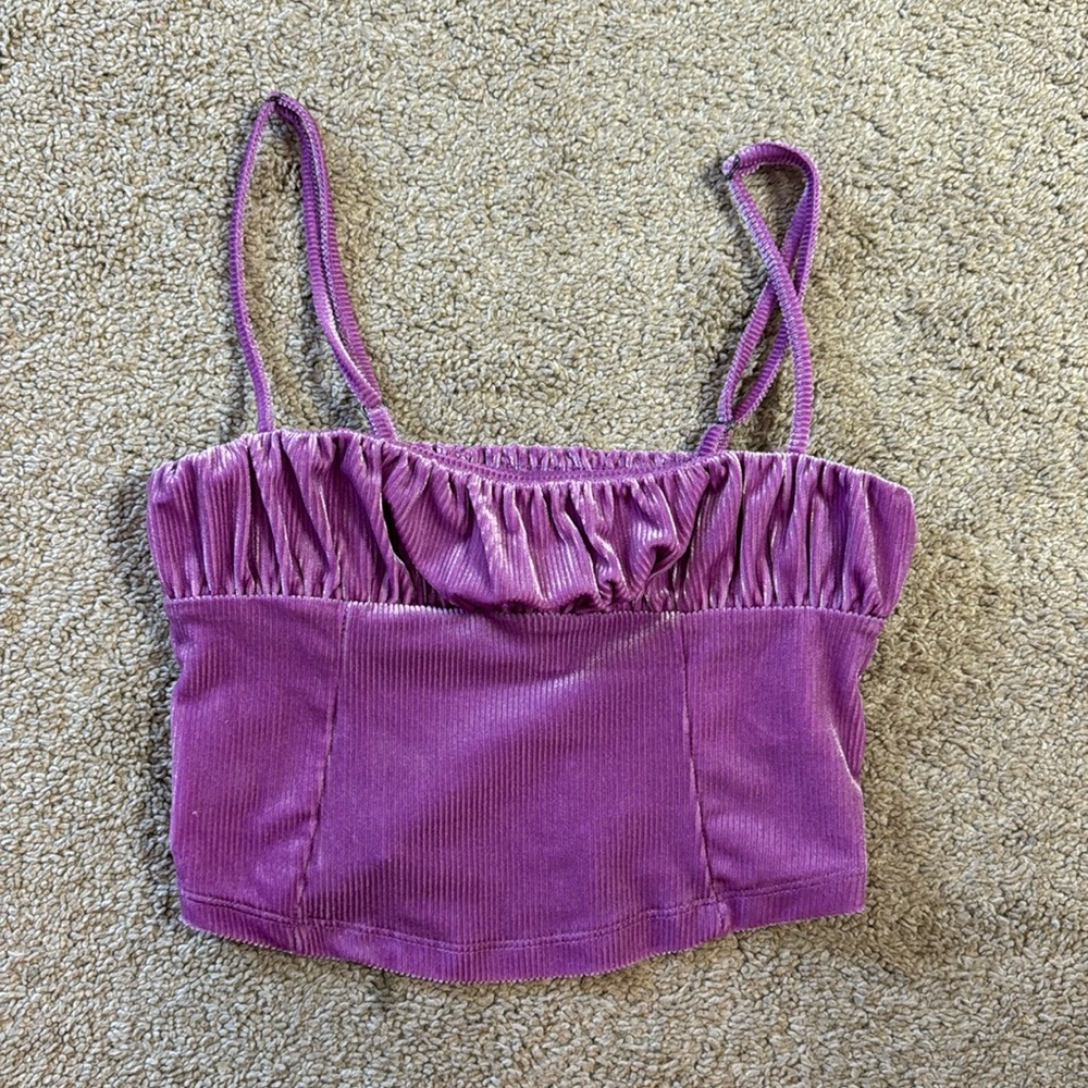 Purple velvet urban outfitters crop top